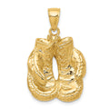 14k Solid Polished Open-Backed Boxing Gloves Pendant, 35 x 19 mm