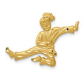 14k Satin Diamond-cut Open-Backed Karate Female Chain Slide, 18 x 24 mm