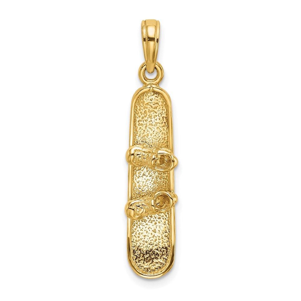 14K Solid Polished 3-D Snowboard Charm, 24 x 6.5 mm