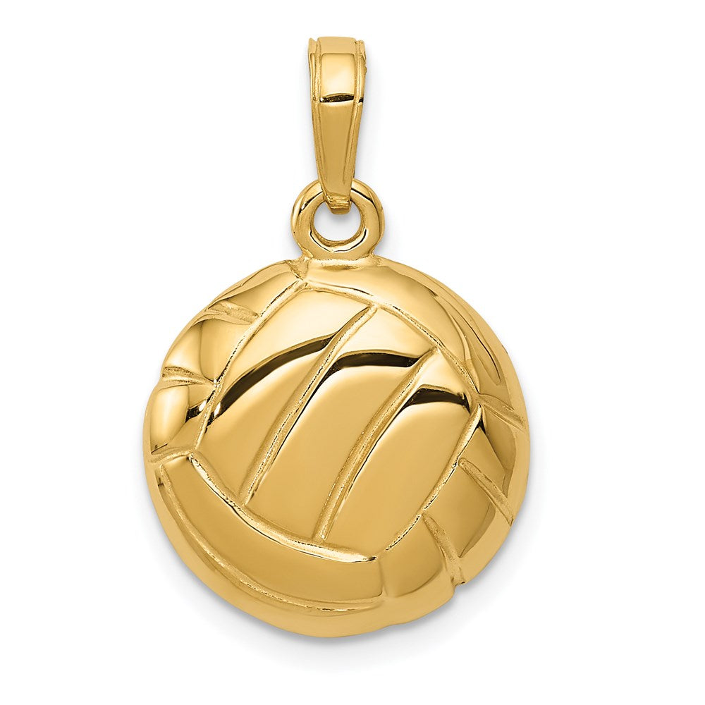14k Polished Domed Open-Backed Volleyball Pendant, 23 x 15.5 mm