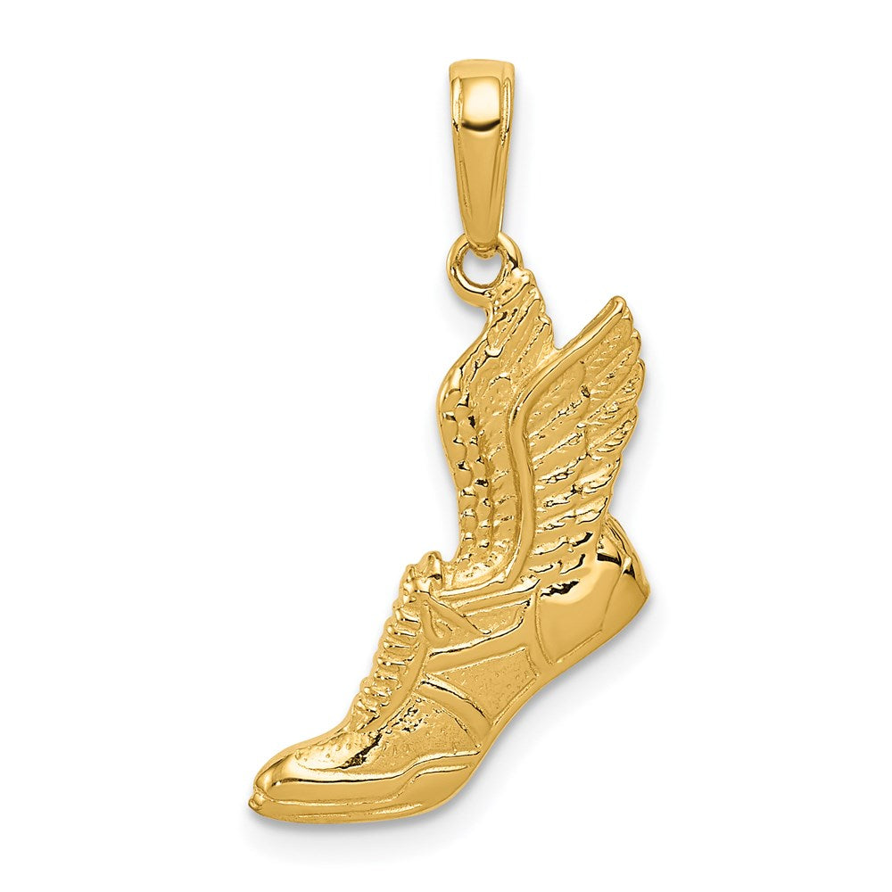 14k Polished Running Shoe with Wings Pendant, 25 x 15 mm