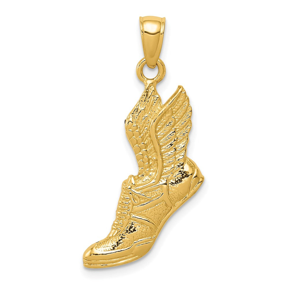 14k Polished Running Shoe with Wings Pendant, 30 x 17 mm