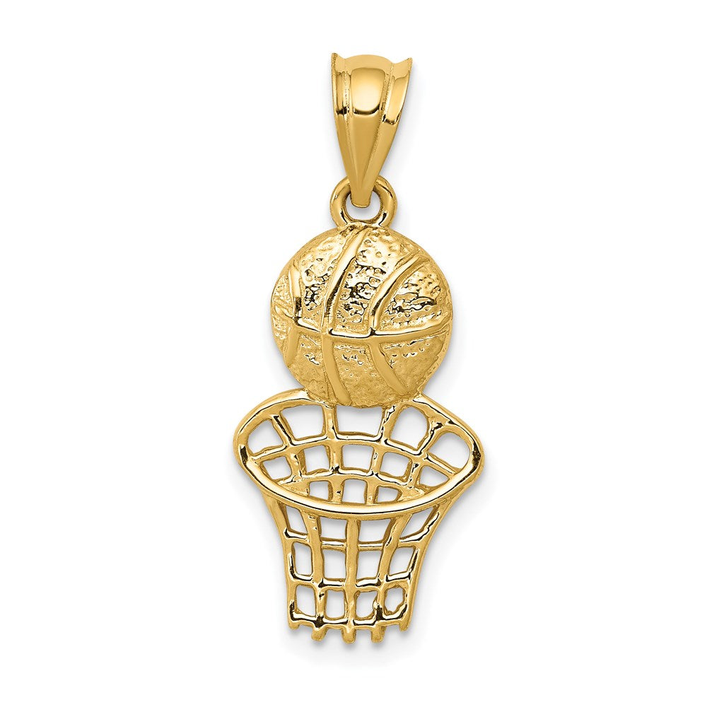 14K Basketball and Net Charm, 27 x 11 mm