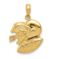 14K 2-D Double Football Helmets and Ball Charm, 23 x 16 mm