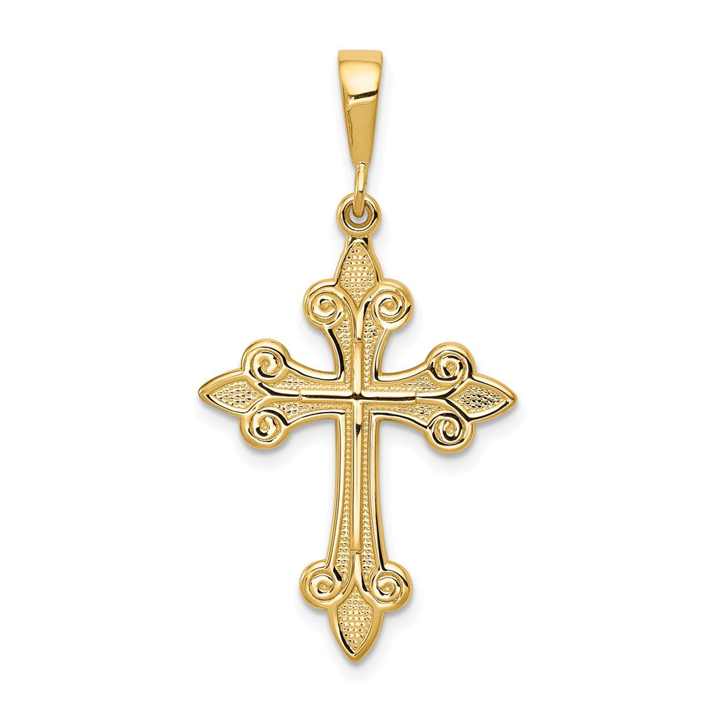 14k Fleur de Lis Cross Pendant, 39 x 20 mm