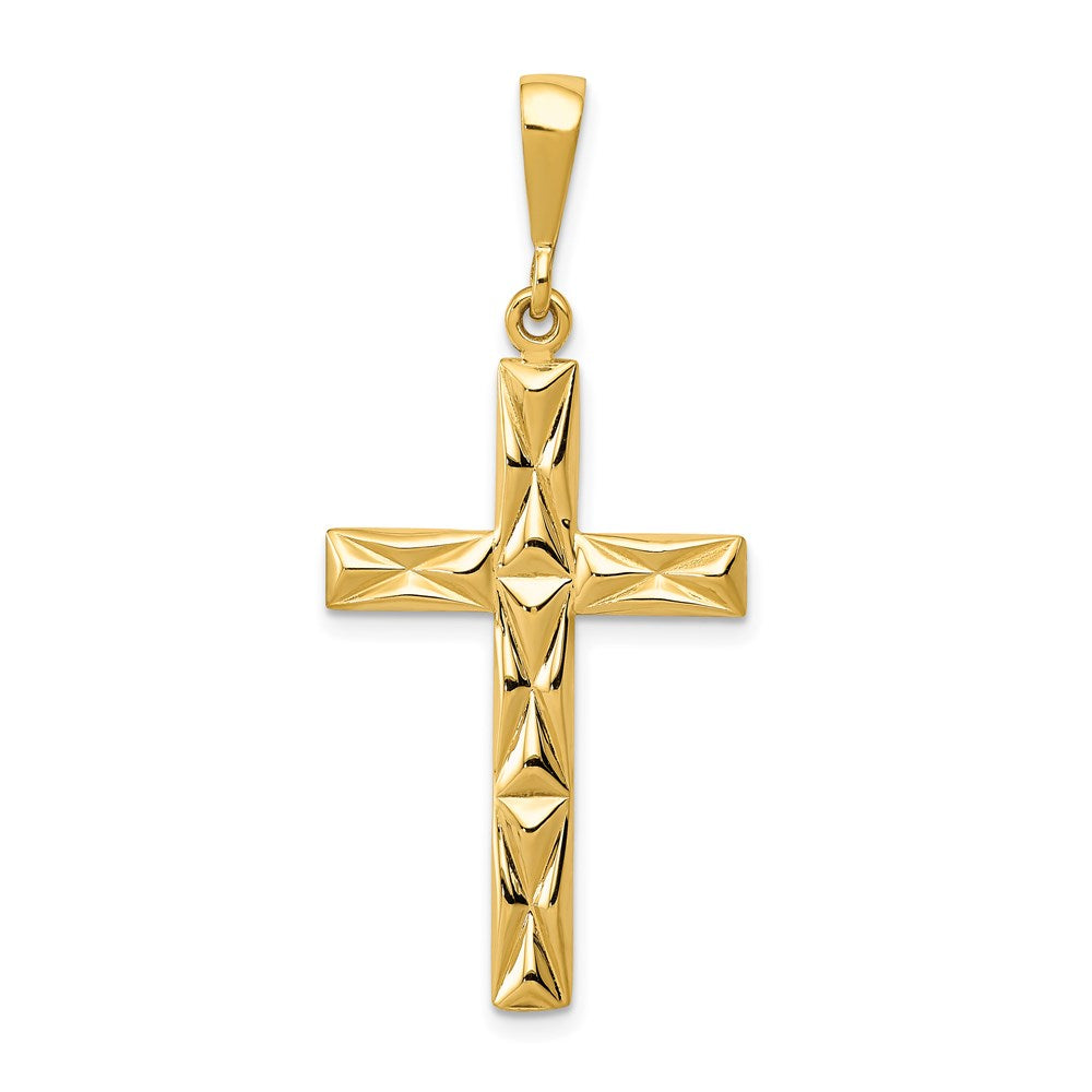 14k Design on Both Sides Reversible Latin Cross Pendant, 42.9 x 19 mm