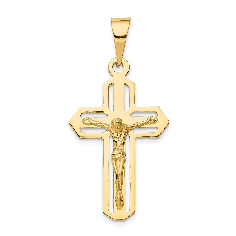 14k Polished Cut-out Crucifix Pendant, 47 x 22 mm