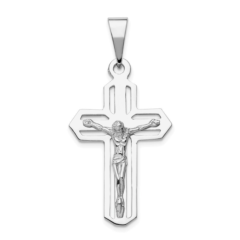 14k White Gold Cut-out Crucifix Pendant, 47 x 22 mm