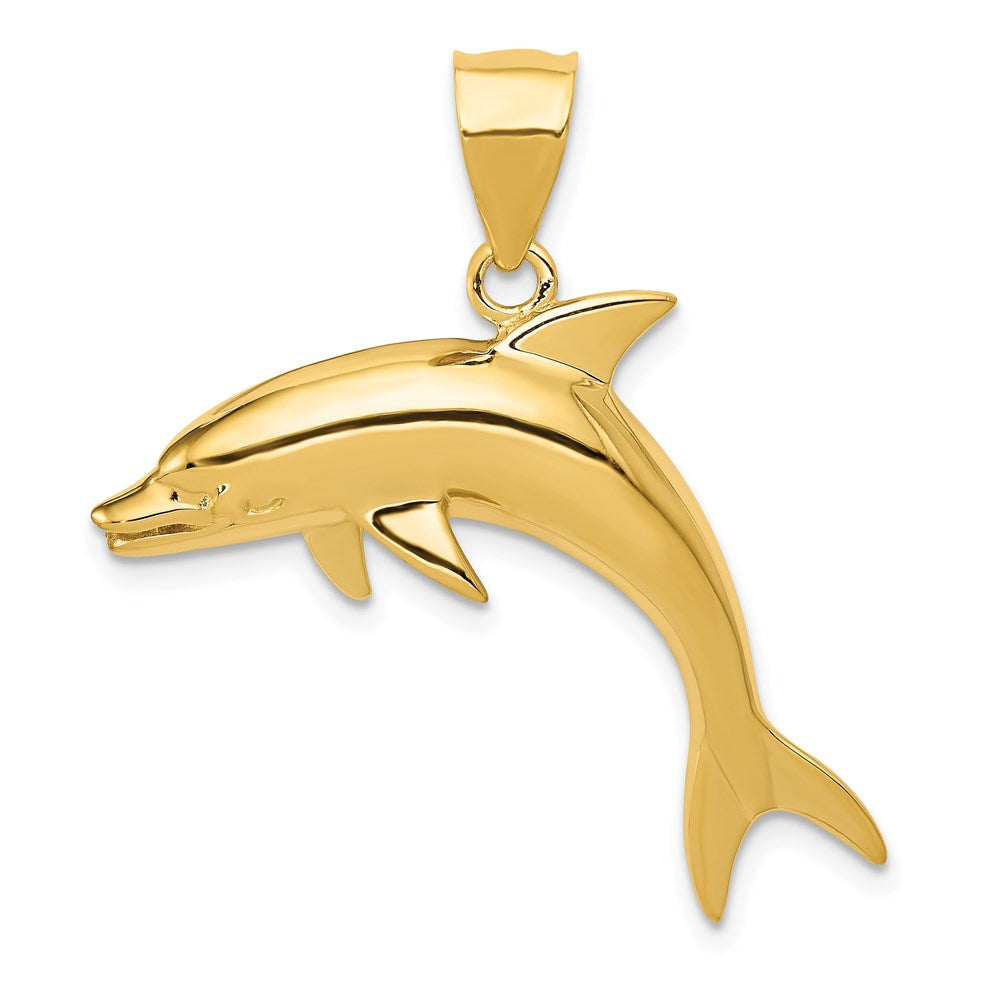 14k Dolphin Pendant, 32 x 30 mm