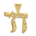 14k Filigree Chai Pendant, 28 x 22 mm