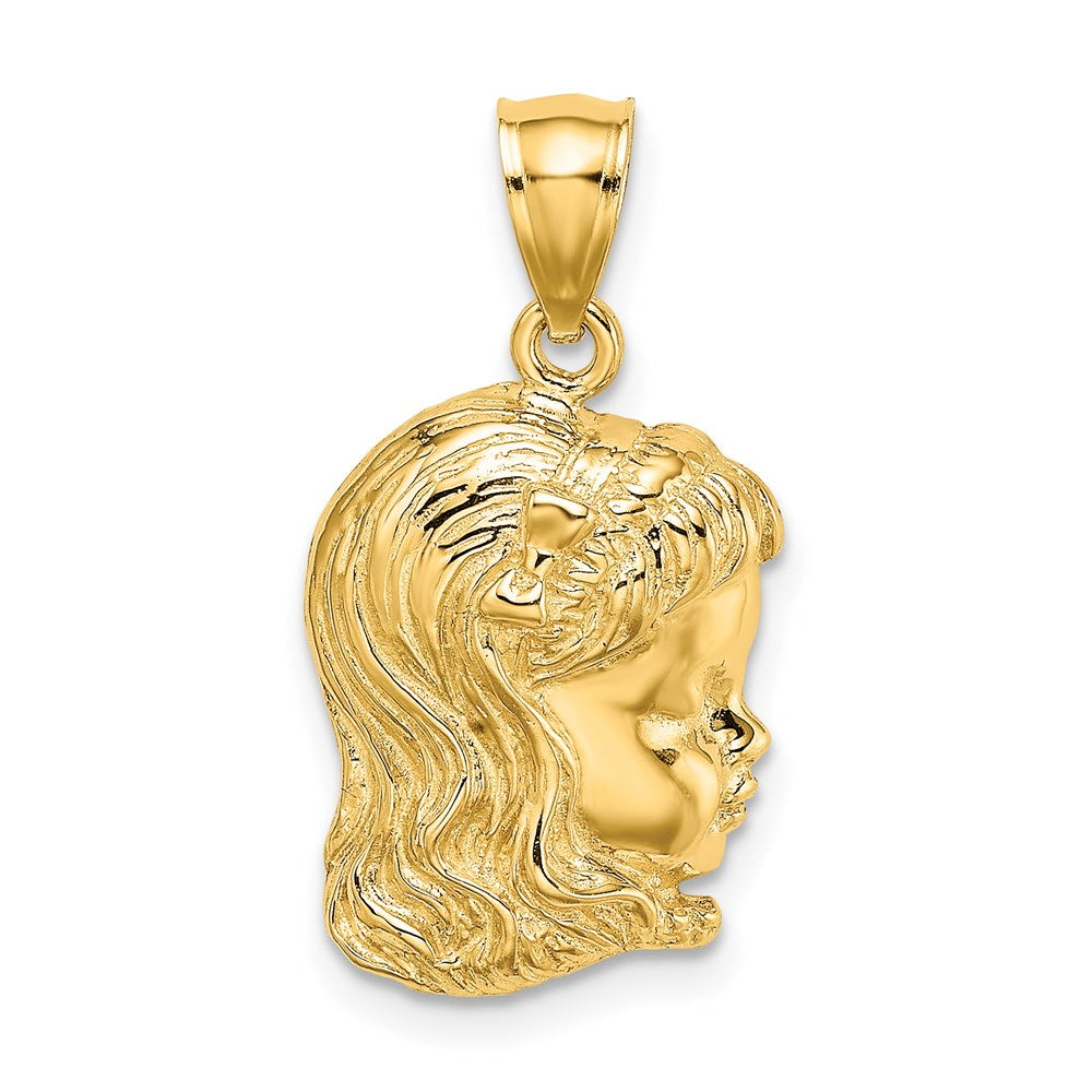 14k Girl Head Charm, 22.5 x 12.6 mm