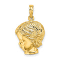 14k Boy Head Charm, 22.05 x 15 mm