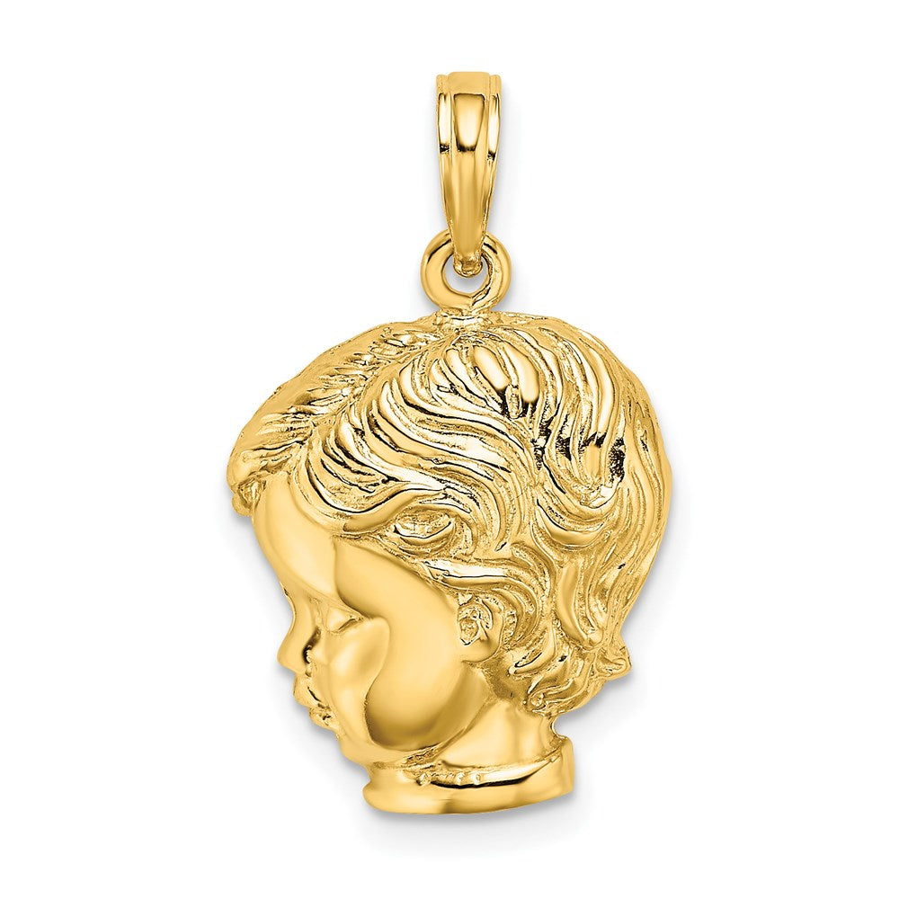 14k Boy Head Charm, 22.05 x 15 mm