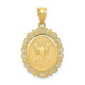 14k Solid Satin Polished Scorpio Zodiac Oval Pendant, 28 x 17 mm
