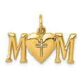 14k Polished MOM with Cross Charm, 15 x 22 mm