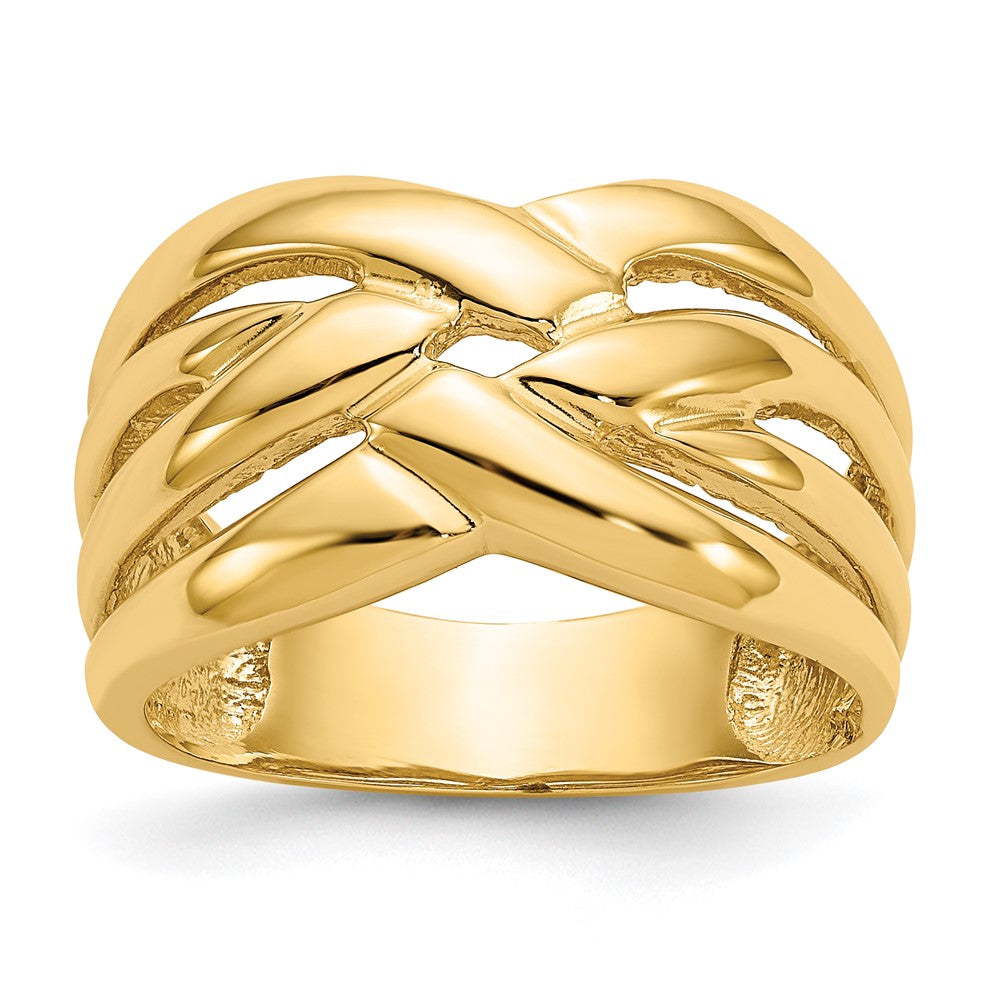 14k High Polished Woven Dome Ring, Size 7