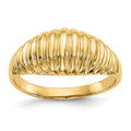 14k High Polished Ribbed Dome Ring, Size 7