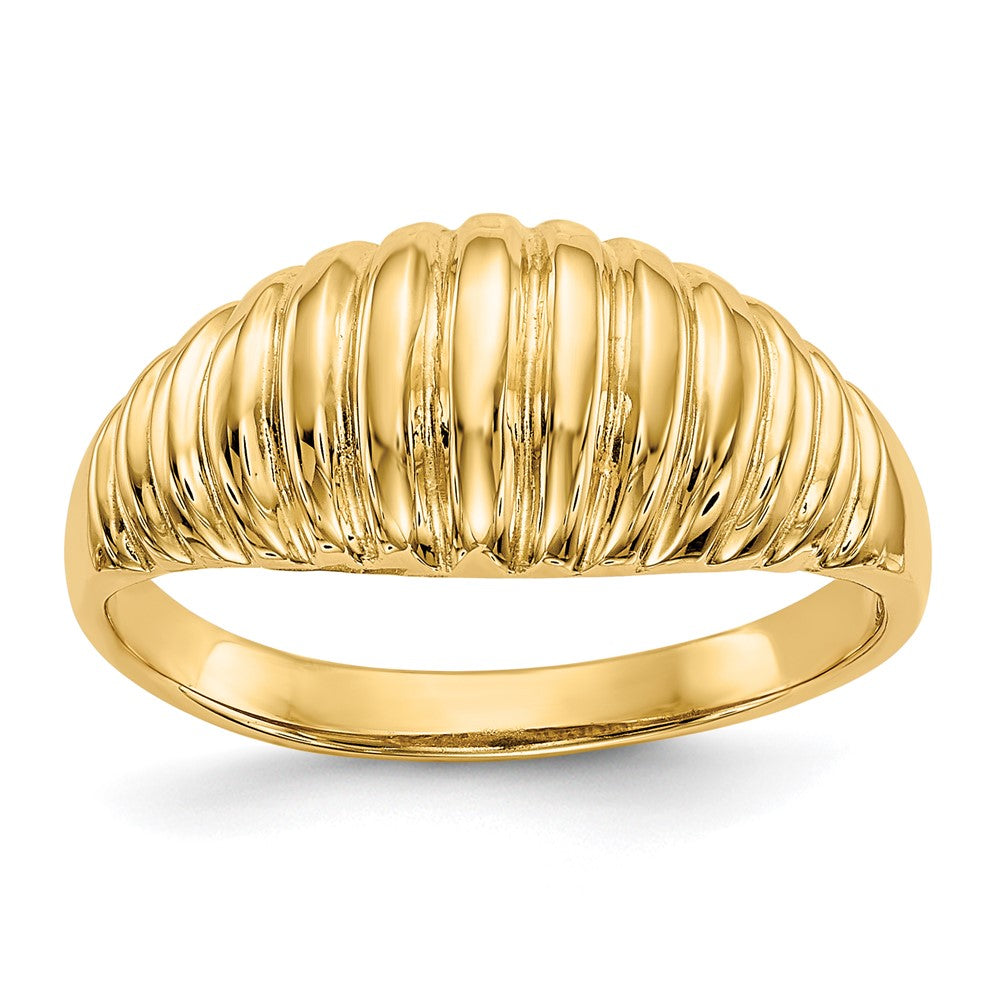 14k High Polished Ribbed Dome Ring, Size 7