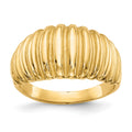 14k High Polished Ribbed Dome Ring, Size 5.5