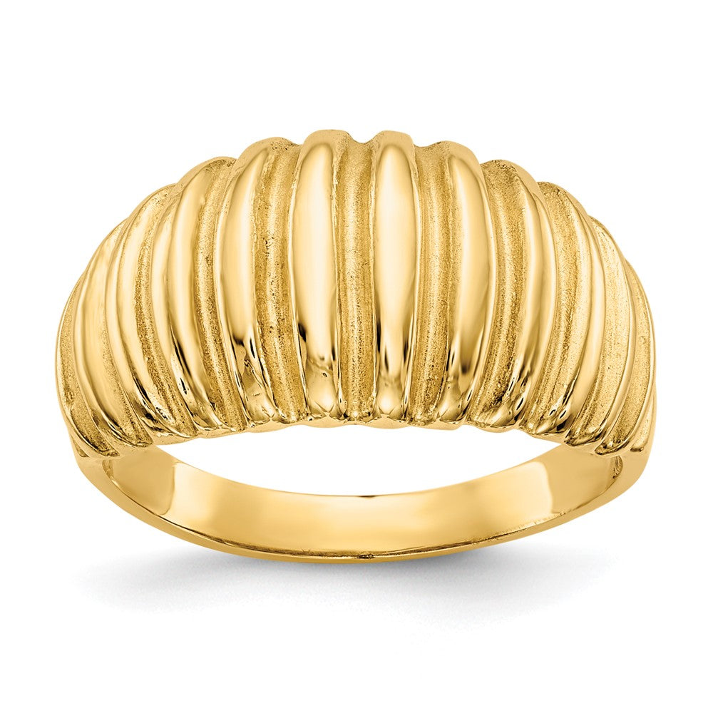 14k High Polished Ribbed Dome Ring, Size 5.5