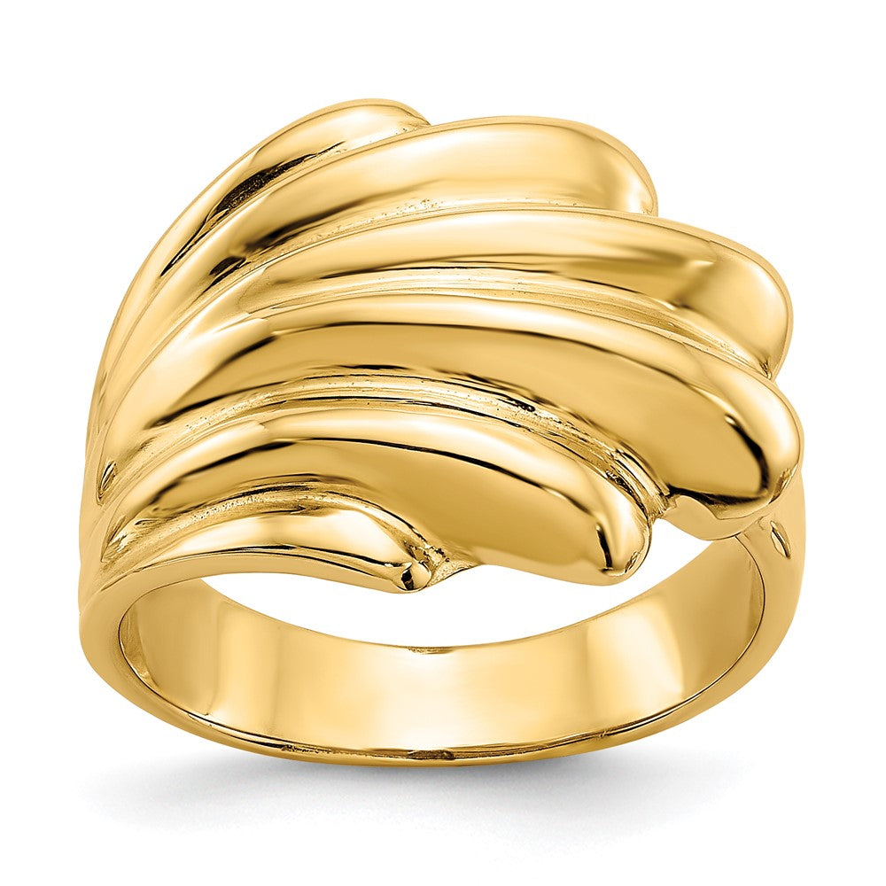 14k High Polished Wave Dome Ring, Size 6