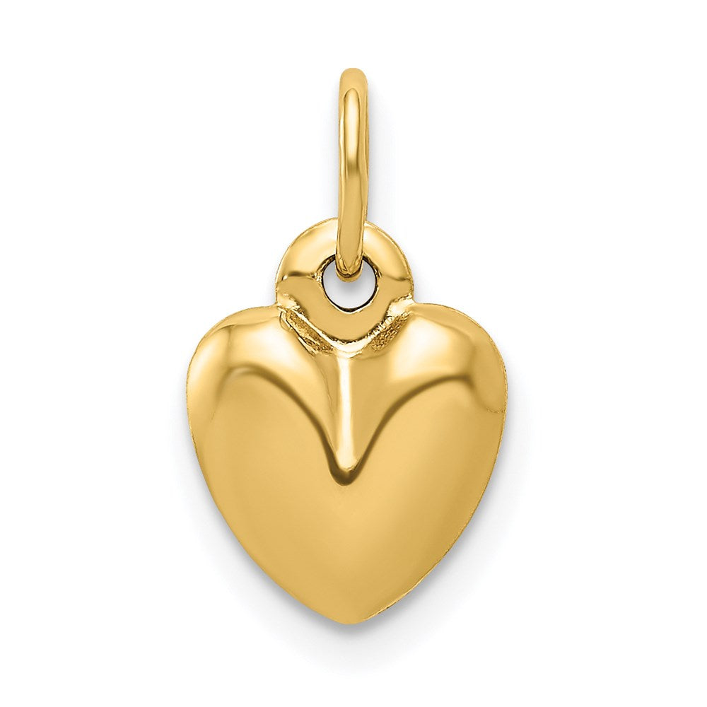 14K Polished 3-D Puffed Heart Charm, 14 x 8 mm