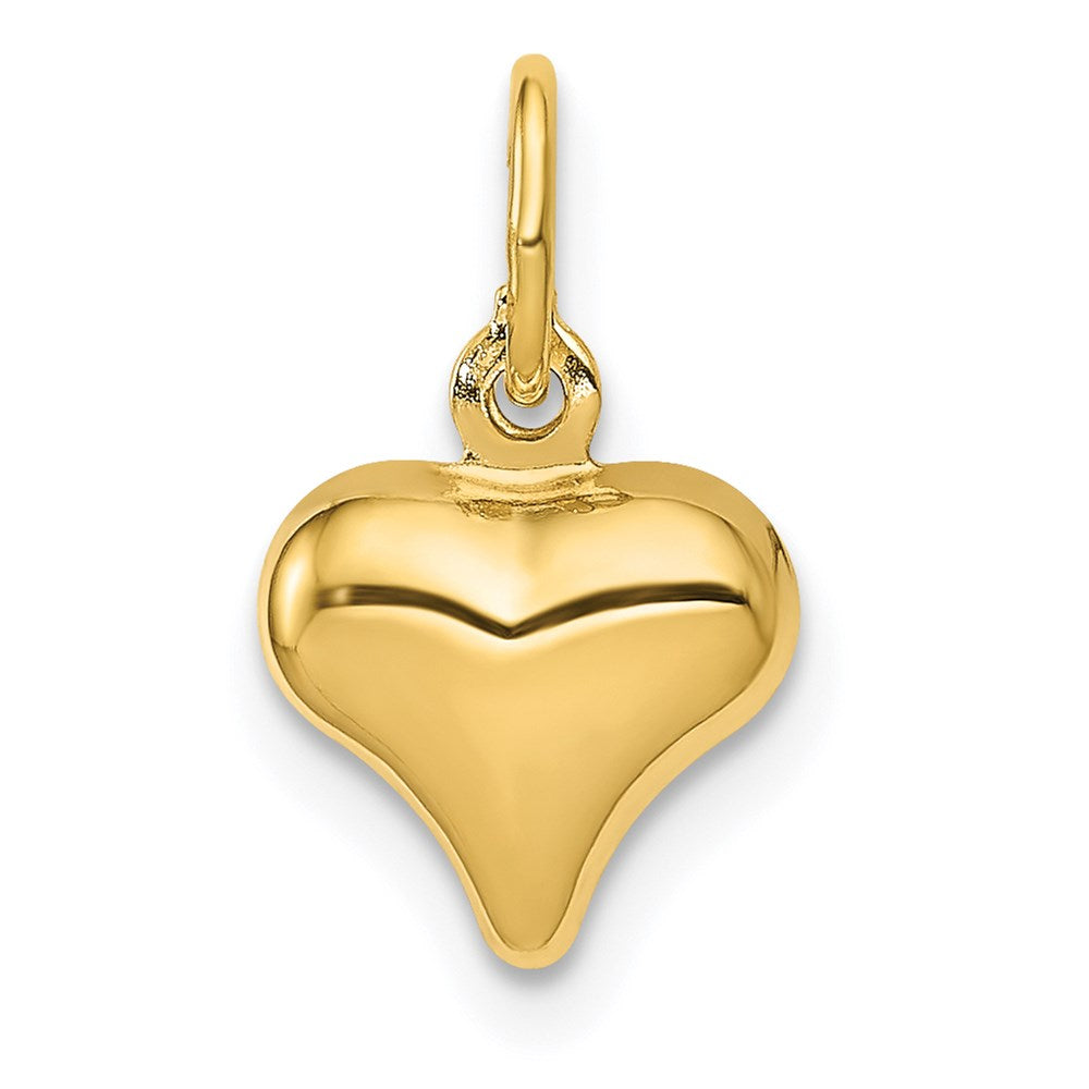 14K Polished 3-D Puffed Heart Charm, 14 x 9 mm