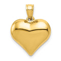 14K Polished 3-D Puffed Heart Pendant, 21 x 15 mm