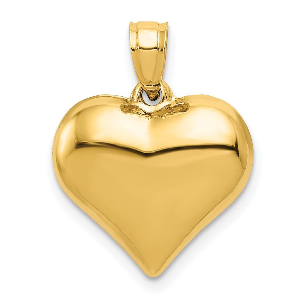 14K Polished 3-D Puffed Heart Pendant, 21 x 15 mm