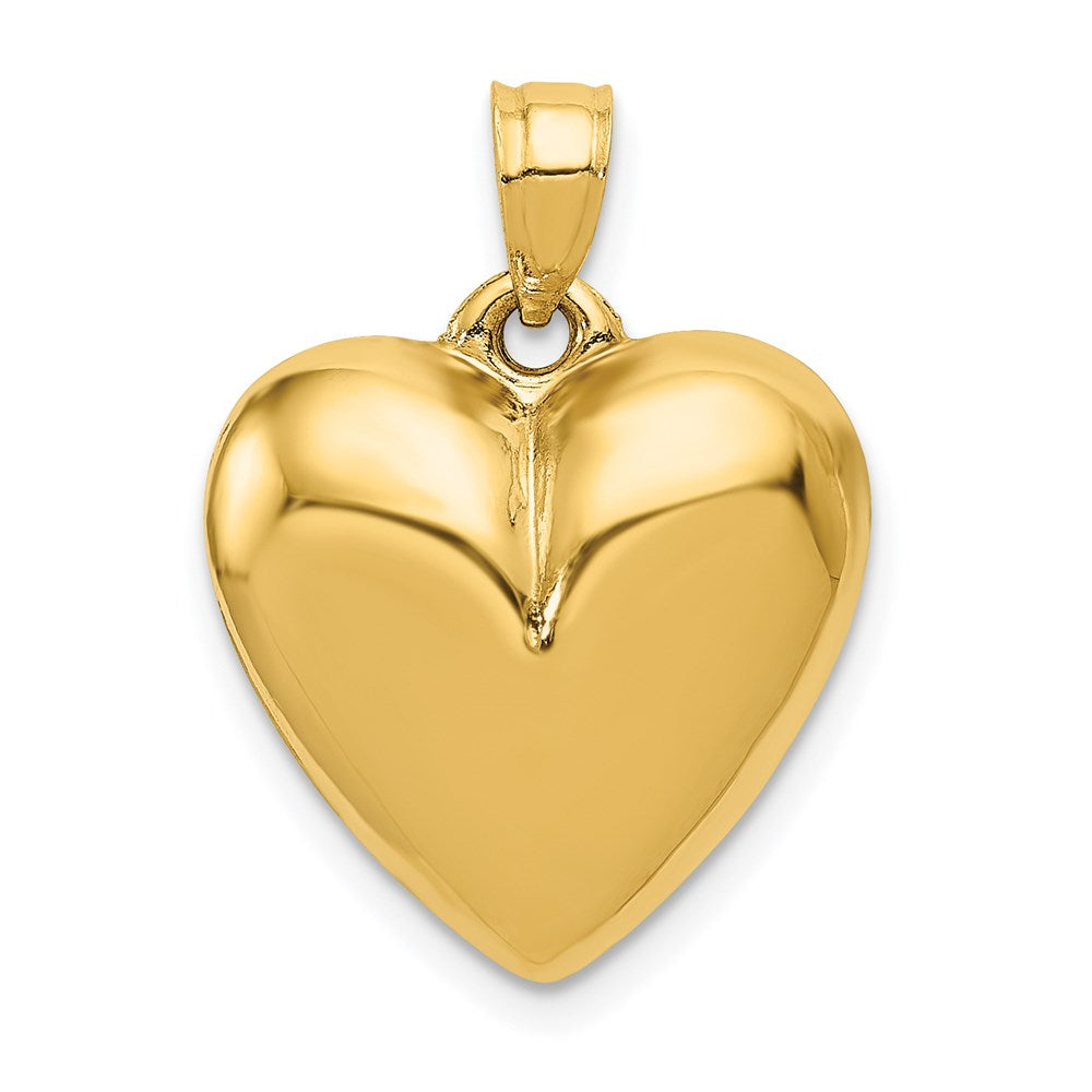 14K Polished 3-D Puffed Heart Pendant, 24 x 16 mm