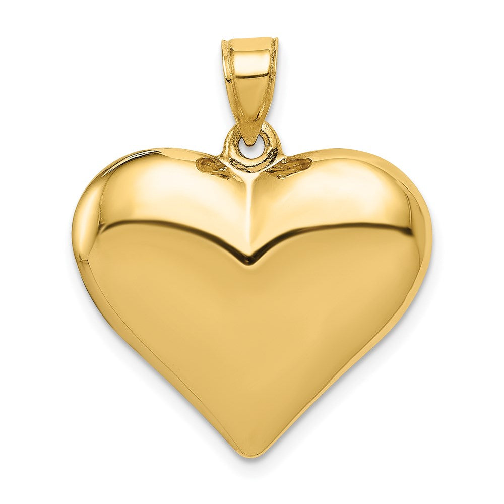 14K Polished 3-D Puffed Heart Pendant, 25 x 22 mm