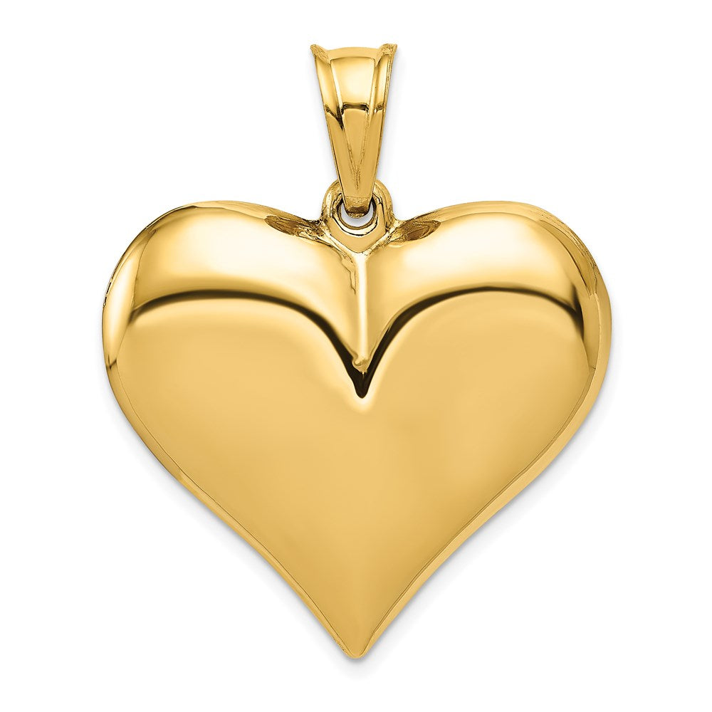 14K Polished 3-D Puffed Heart Pendant, 38 x 31 mm
