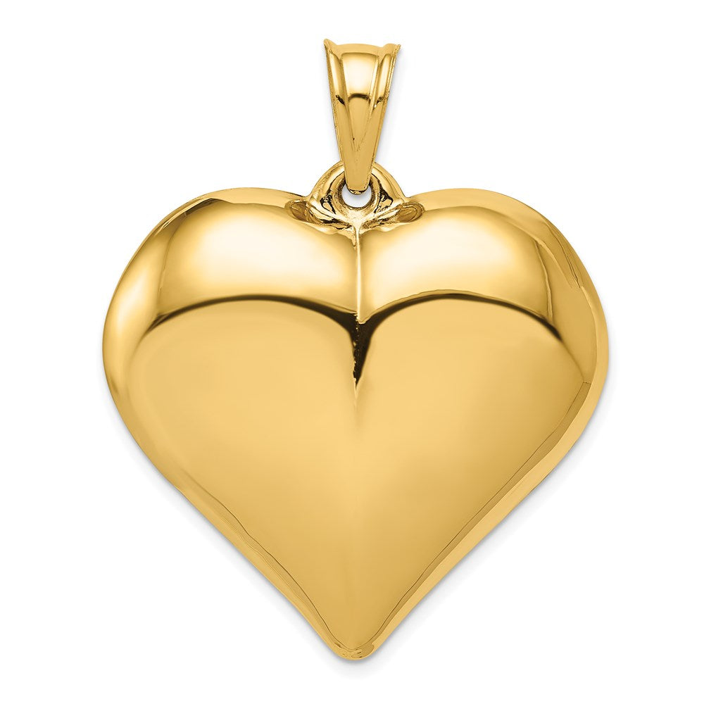 14K Polished 3-D Large Puffed Heart Pendant, 42 x 39 mm