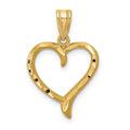 14K Polished Open Heart Pendant, 25 x 15 mm