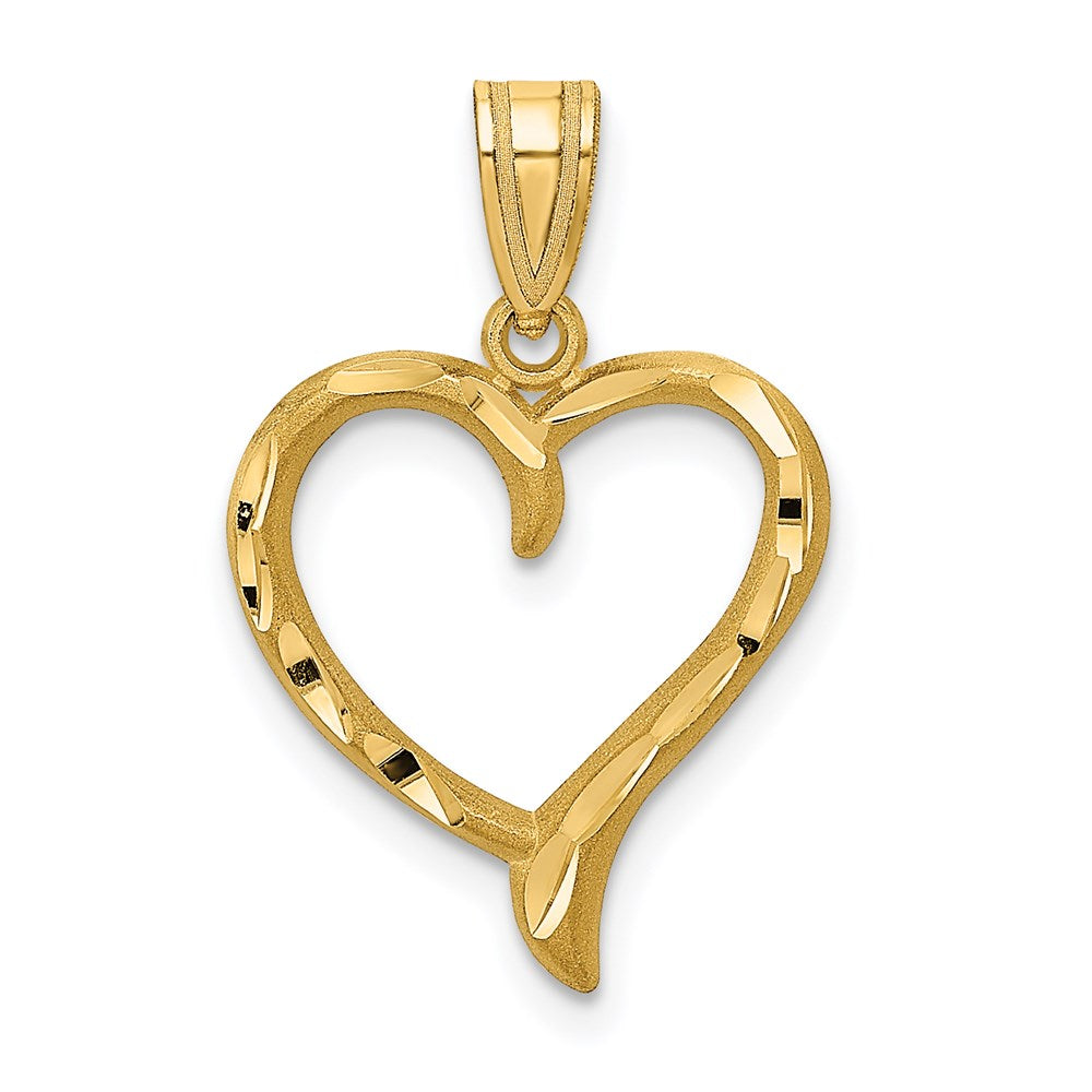 14K Polished Open Heart Pendant, 25 x 15 mm