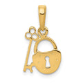 14K Polished Key and Lock Charm, 17 x 11 mm