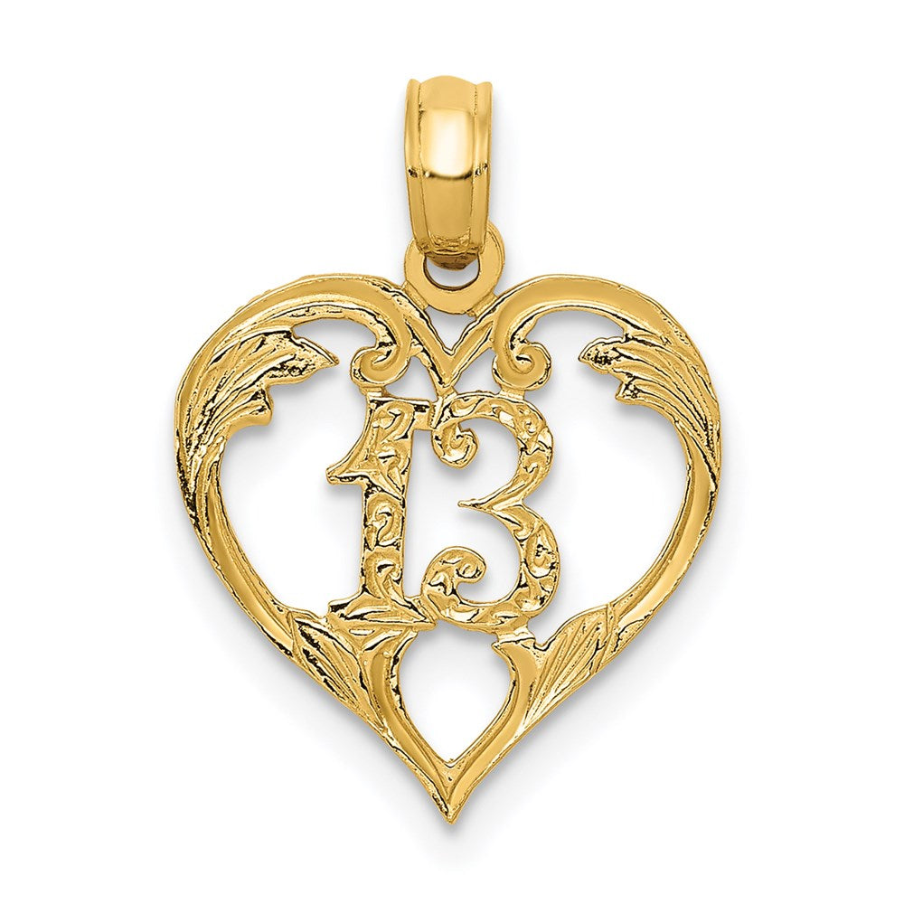 14k 13 in Heart Cut-out Pendant, 17.65 x 13.85 mm