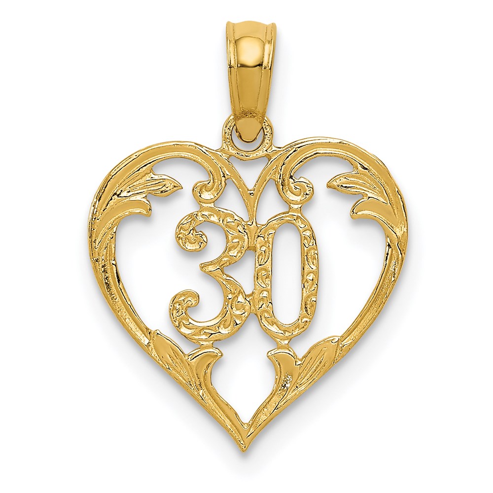 14k 30 in Heart Cut-out Pendant, 18 x 14 mm