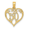 14k 50 in Heart Cut-out Pendant, 18 x 14 mm