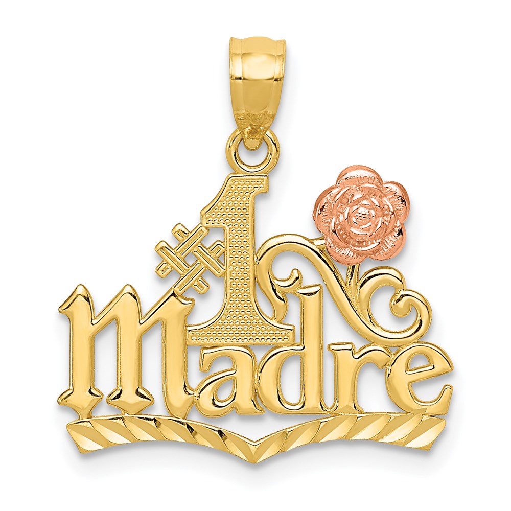 14k Yellow and Rose Gold #1 MADRE Pendant, 18 x 19 mm