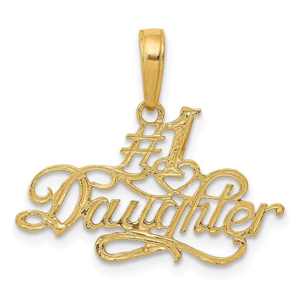 14k #1 DAUGHTER Pendant, 18 x 22 mm
