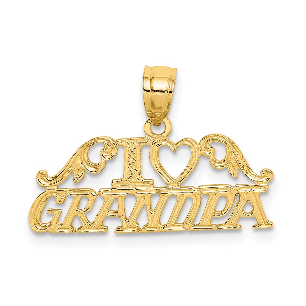 14k I HEART GRANDPA Charm, 12.6 x 23.2 mm