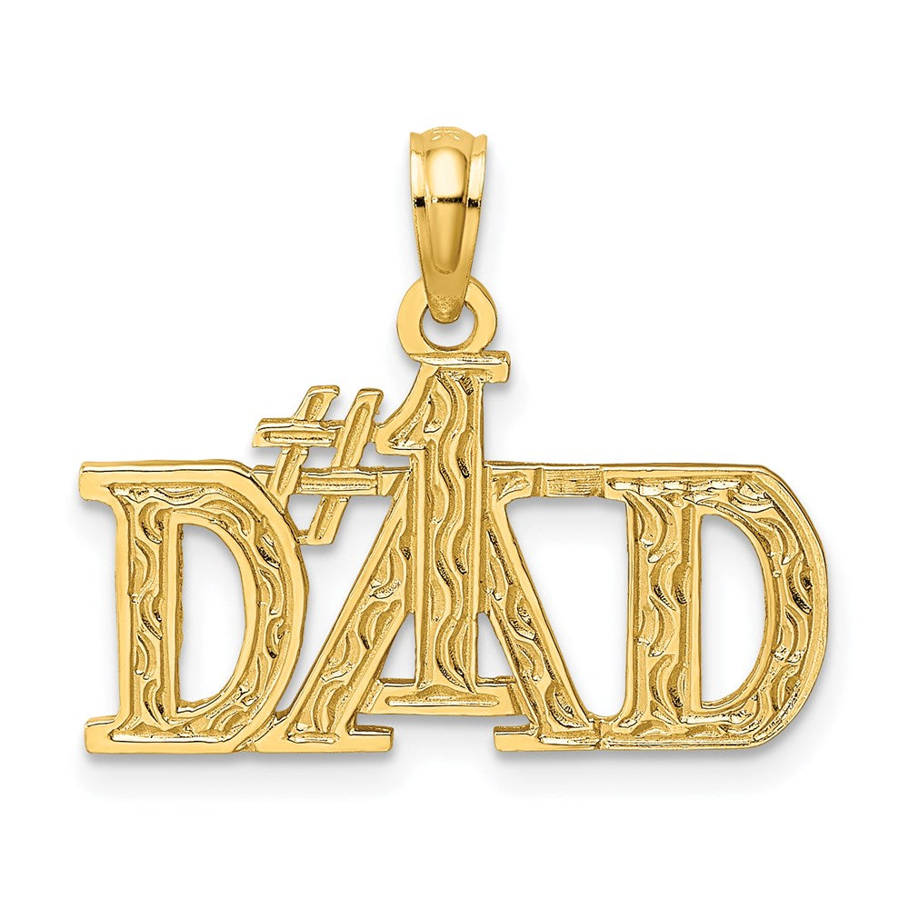 14k #1 DAD Charm, 17.4 x 22.1 mm
