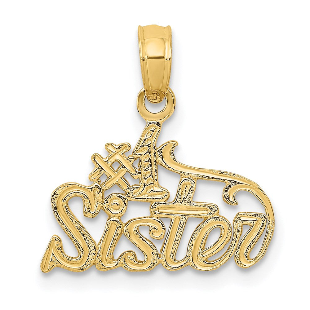 14k #1 SISTER Pendant, 16 x 15 mm