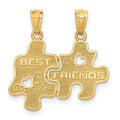 14k BEST FRIENDS 2-Piece Break-apart Puzzle Pieces Charm, 18 x 18 mm