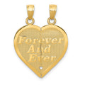14k Reversible FOREVER AND EVER/FRIENDS 2-Piece Break-apart Heart Pendant, 27 x 20 mm