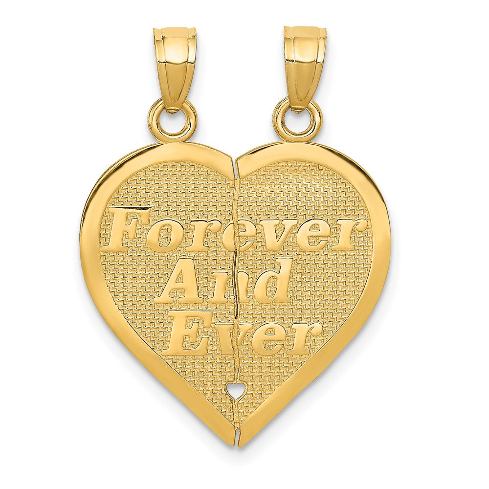 14k Reversible FOREVER AND EVER/FRIENDS 2-Piece Break-apart Heart Pendant, 27 x 20 mm