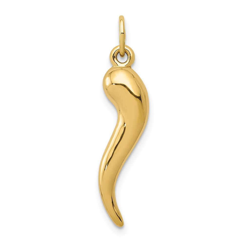 14k 3-D Italian Horn Charm, 30 x 6.5 mm