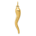 14k 3-D Italian Horn Charm, 35 x 7 mm