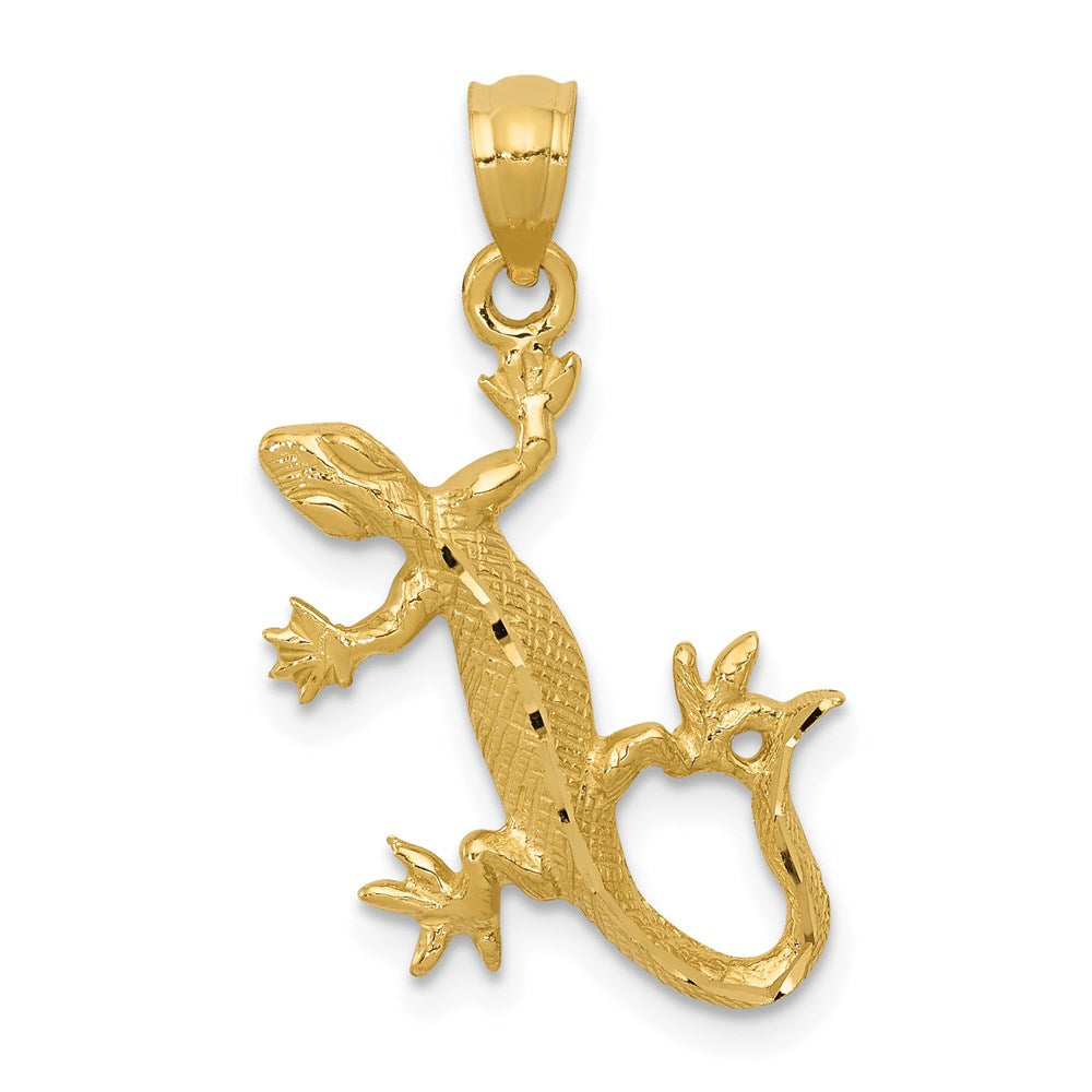 14k Diamond-Cut Lizard Pendant, 23 x 18.5 mm